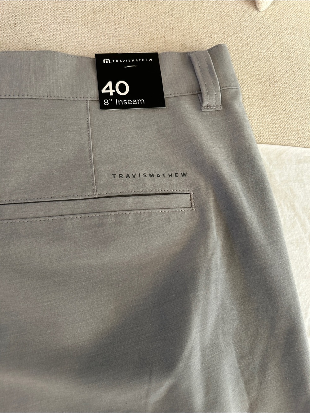 Travis Matthew ECO Tech Chino Fabric Blend 8” inseam Grey, Size 40 - Picture 6 of 9